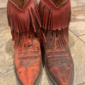 Red fringe cowboy boots